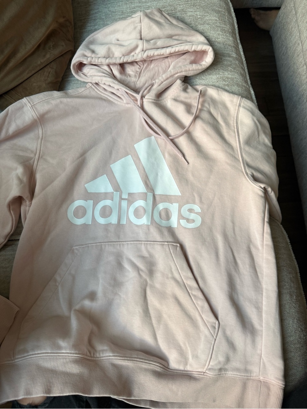 adidas Blush Pink Fleece-Lined Hoodie with Logo Tag